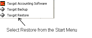 Select Restore from the Start Menu